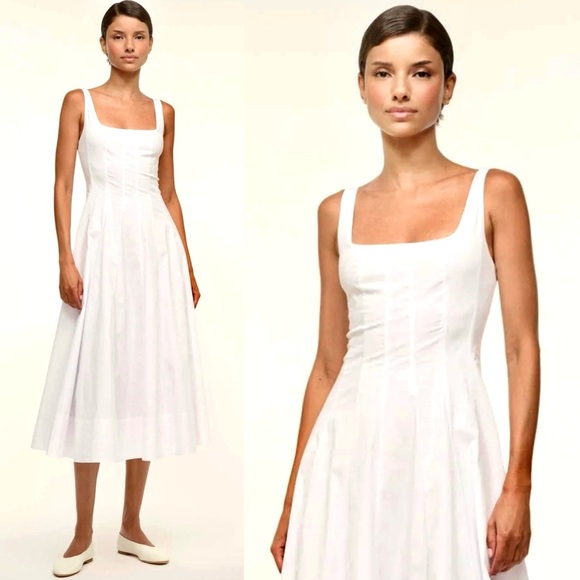 🌺🎉HP🎉🌺 NWT Staud Wells Midi Dress White - Picture 14 of 16